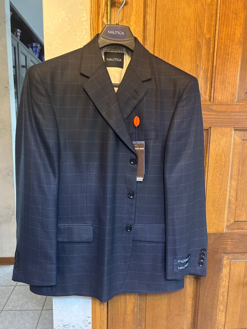 Nautica Men's Dark Navy Windowpane Sport Coat